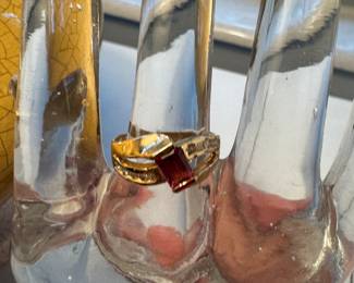 #168 - $600 - 14kt Pink Tourmaline & Diamond Ring, sz 8