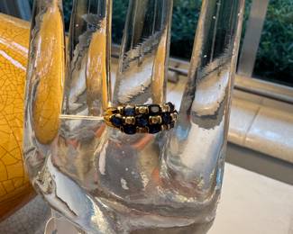 #169 - $420 - 14kt Sapphire & Diamond Ring, Sz 7