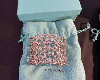 #66 -  Tiffany cuffs sterling & Co. Paloma Picasso design olive tree leaves. $800 EACH 
