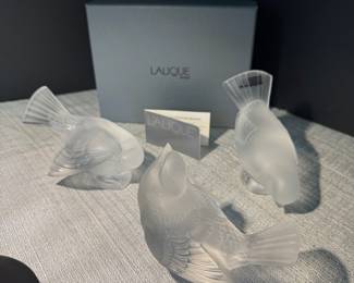 #22- LALIQUE France Collection of 3 Sparrows - Buy individually for $80 each with original box. 