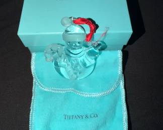#152 - $120 - Tiffany Snowman w/Candy Cane with pouch