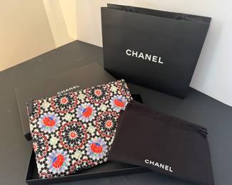 #55 - Chanel matellasse make up pouch or travel purse 8"x11" $400