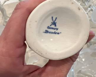 #7 - $80 - Circa 1940's Set of 8 porcelain cream Angels by Dresden Germany 