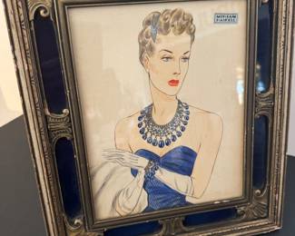 #62 -$125 - Miriam Haskell vintage costume framed advertising print 8x10 - True vintage. 