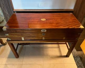 Tiffany sterling Flatware set in Tiffany custom made mahogany campaign chest - Details to come - Off location. 427 pieces total - 389 Troy oz approx - this weight doesnt count for the knifes & serving pieces with stainless steel blades. 