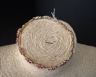 14. - $450 - 10kt Ruby & Diamond Bracelet 7" 6.7 grams