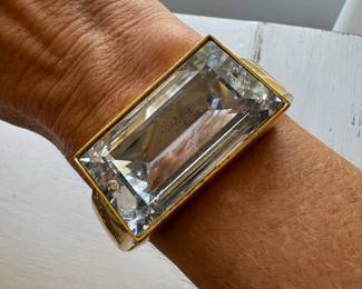 #69 - $250 - 1980s LANVIN Vintage Couture Gold Plated w/Faux Diamond