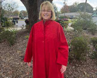 #39- $60 - Vintage 1970's Microsuede red coat - Size 12-14