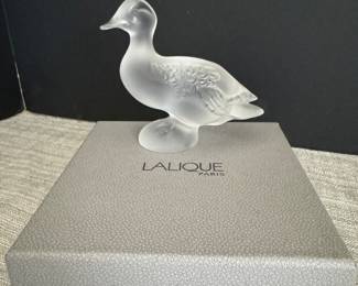 #24- $80- LALIQUE France crystal duck "Canette " with box. 