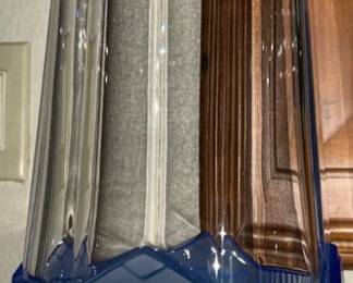 #154 - $300 - Cartier vase - blue frosted  panther vase 