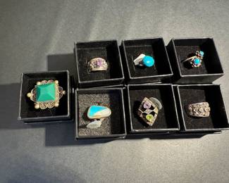 Assortment of sterling rings 