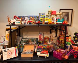 2 tables of vintage toys!!