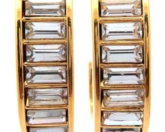 Chic Baguette Cubic Zirconia J-Hoop Earrings