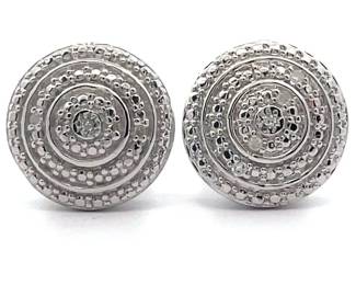 Natural Diamond Concentric Halo Stud Earrings
