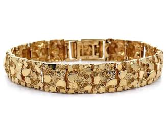 Nugget Square Link Bracelet in 14k Yellow Gold (26.90 Grams)