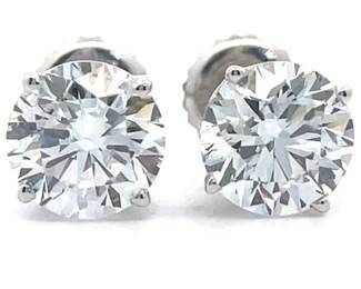 2 Carat Diamond Round Solitaire Stud Earrings in 14k White Gold