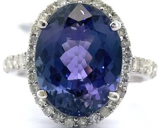 NEW! Oscar Friedman 8.47 Carat Natural Tanzanite & Natural Diamond Cathedral Ring in Platinum