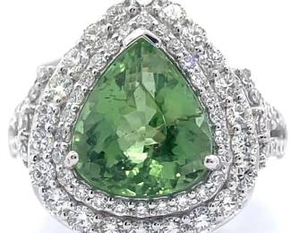 5.30 Carat RARE Paraiba Tourmaline & Natural Diamond Halo Ring in Platinum