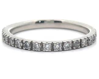 0.60 Carat Natural Diamond 1/2 Eternity Stacking Ring in 14k White Gold
