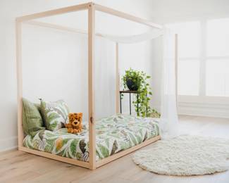 #1 - Asher Twin Canopy Floor Bed with slats $279 or without slats $199