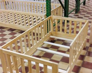 #7- Luca toddler floor bed Montessori with rail - natural wood - $399 (frame only mattress optional ) - Mattress Size: Fits standard crib/toddler mattress (52" x 27")