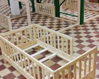 #7- Luca toddler floor bed Montessori with rail - natural wood - $399 (frame only mattress optional ) -Mattress Size: Fits standard crib/toddler mattress (52" x 27")