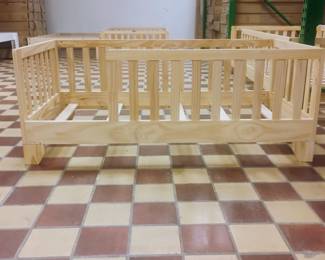 #7- Luca toddler floor bed Montessori with rail - natural wood - $399 (frame only mattress optional ) -Mattress Size: Fits standard crib/toddler mattress (52" x 27")