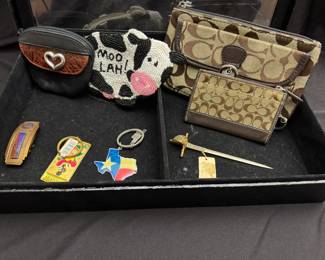 Coach wristlet, coin purse; Brighton coin purse; fun beaded Cow coin purse