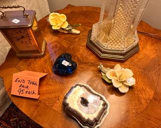 Heavy crystal lamp ENR Italy, flowers Howard Miller clock