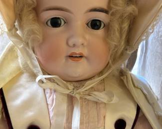 Large German bisque doll, beautifully clothed! Georgeous.