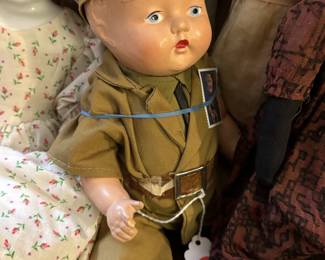 Composition Army doll.