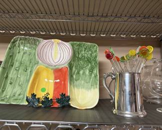 Fun outdoor veggie tray and colorful swizzle sticks.