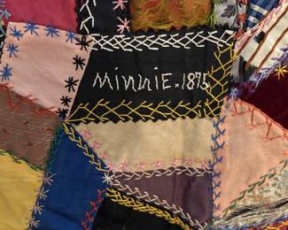 Signature on a wonderful old child's crazy quilt