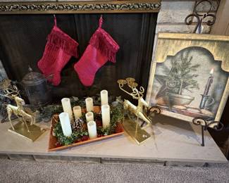 Ready for Santa to arrive.  Candles, deer, and stockings are hung.