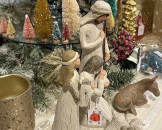 Lovely Chistmas nativity characters and many brush trees.