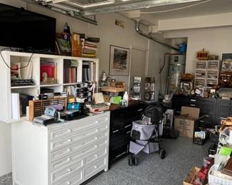 Cabinets; art supplies; tvs