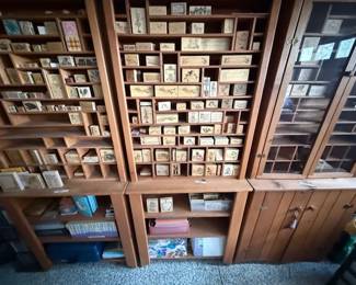 Rubber stamps, teacher stamps, 100s of stamps, craft supplies, display cabinets