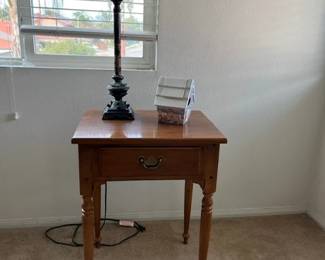 Nightstand; lamp