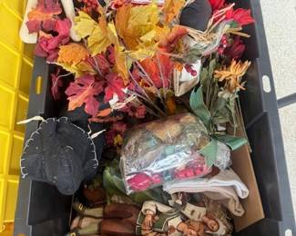 Boxes of fall decorations