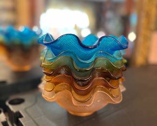 Mid Century Modern MCM ruffled edge berry bowls