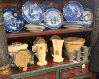 vintage plates, vases, bowls and other kitchen items
