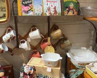 mugs, vintage children's books, casserole dishes