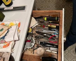 Kitchen, tools in table drawer