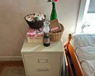 Bedroom 2, filing cabinet, rocks, shells