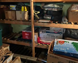 Basement, front wall shelves