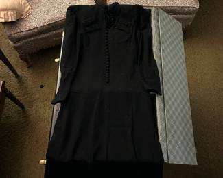 Living Room, vintage black wool dress