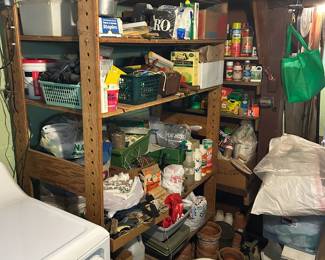Basement, shelves by washer and dryer
