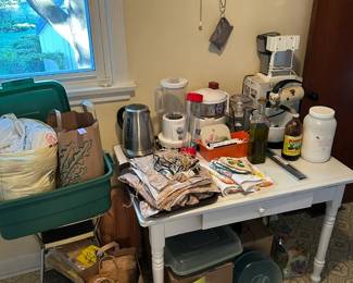 Kitchen, table with kitchen appliances