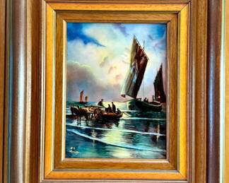 Limoges Painted Tile, Signed and Framed