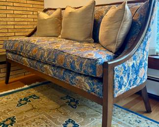Small Down Filled Settee Custom Upholstered from The Fabric Place